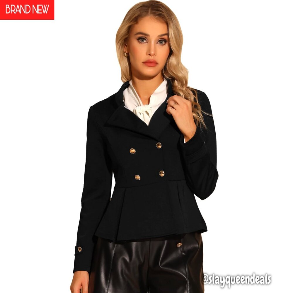 Vintage Peplum Steampunk Jacket Lapel Collar Double Breasted Blazer
